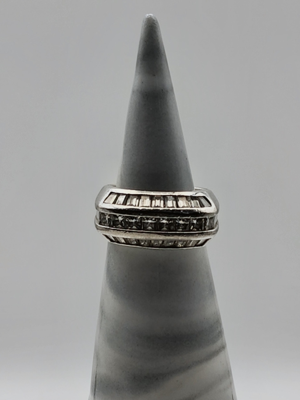 Ross-Simons 925 Sterling Silver CZ Baguette Statement Ring Size 7